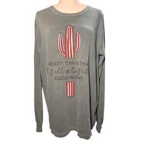 Oliver & Otis Southern Christmas Cactus Long Sleeve Tee, Women's Size Large
